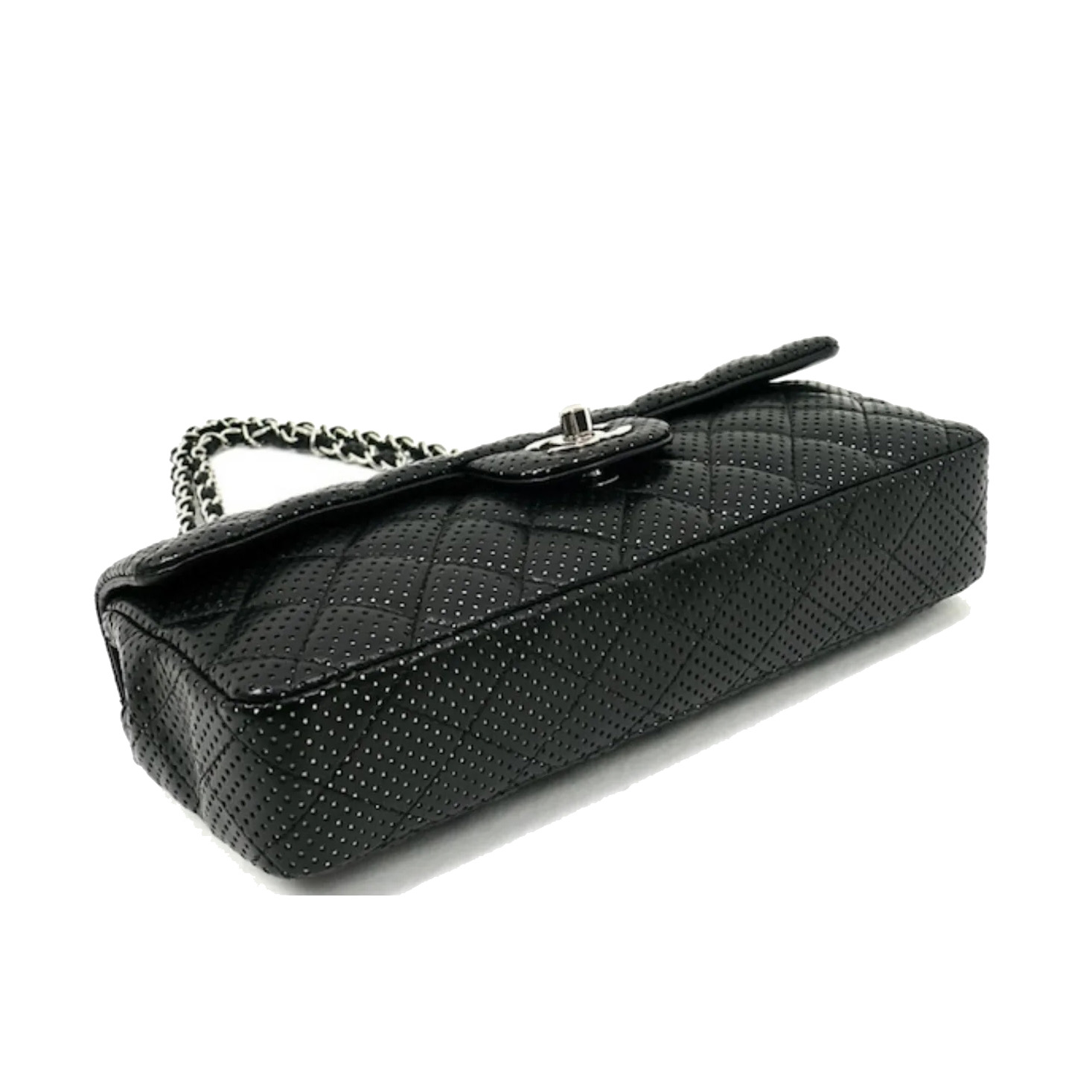 Photo (3) of CHANEL Lambskin Perforated East West Flap Bag