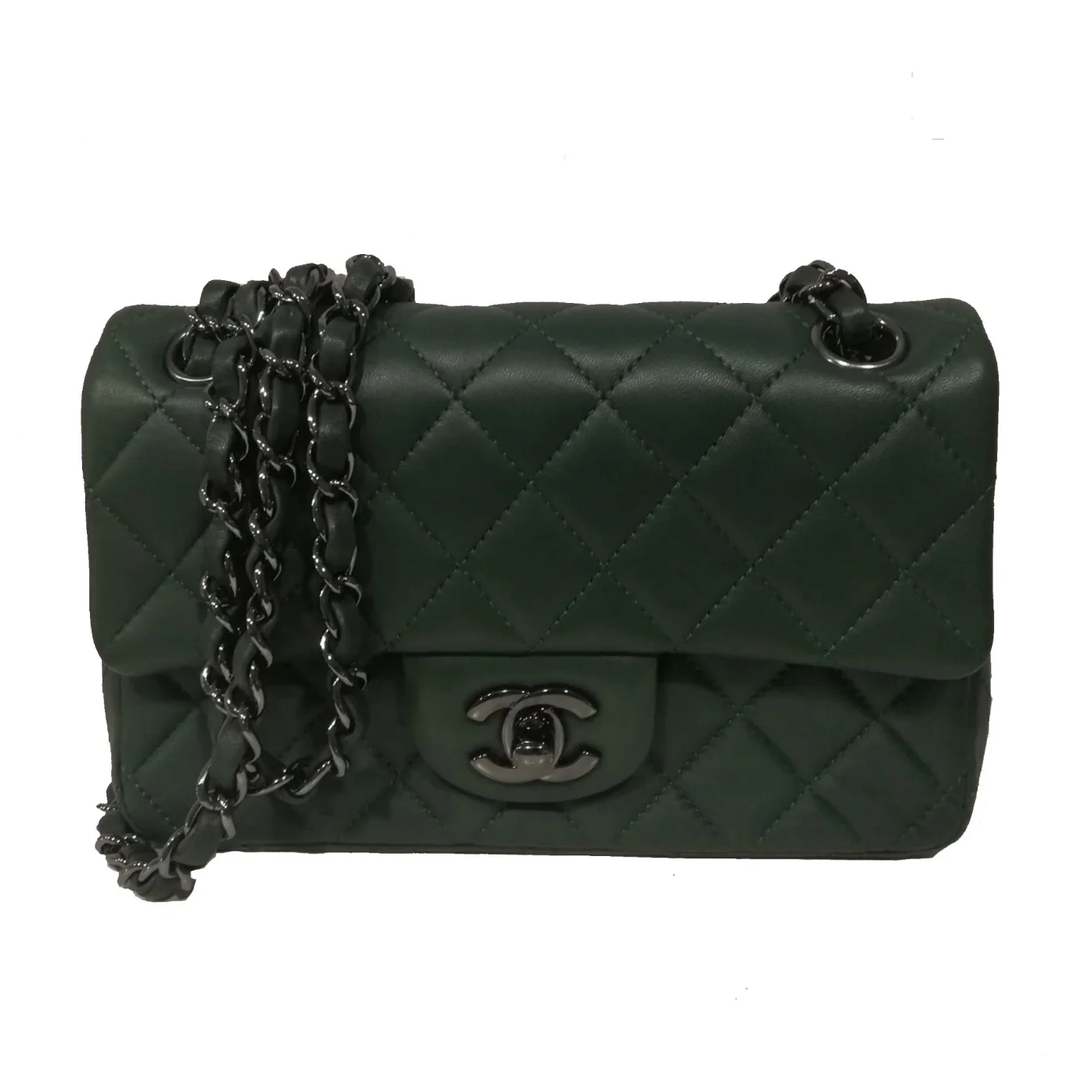 Foto (1) de Bolso Chanel mini clásico en piel de cordero acolchada verde