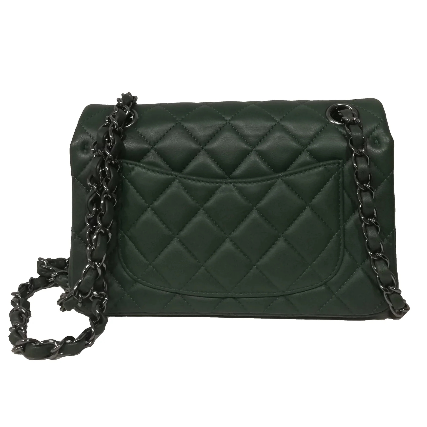 Foto (2) de Bolso Chanel mini clásico en piel de cordero acolchada verde