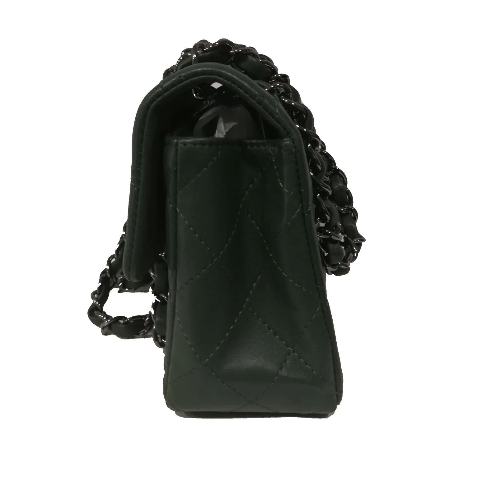 Photo (4) of CHANEL MINI GREEN QUILTED LAMBSKIN CLASSIC FLAP BAG