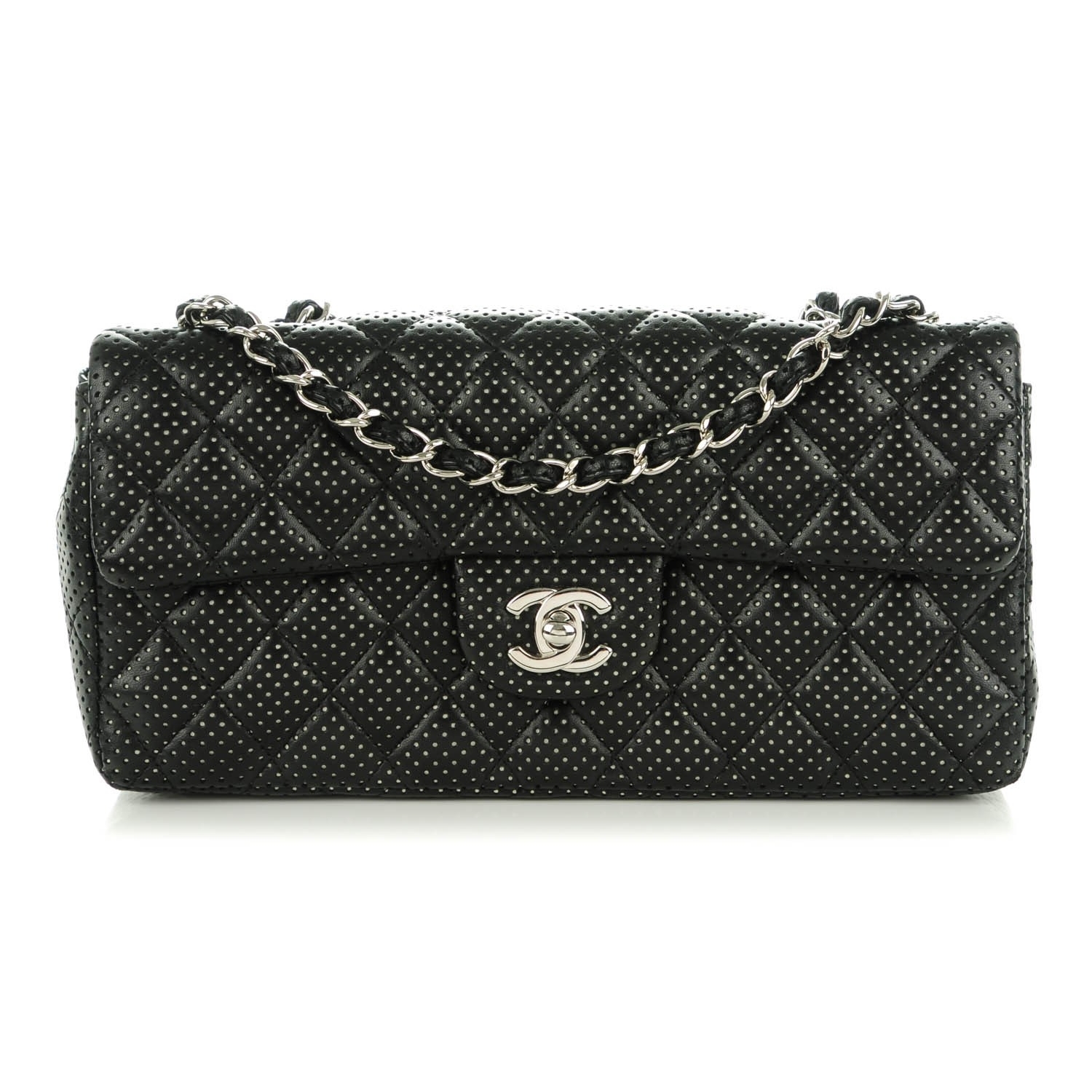 Photo (1) of CHANEL Lambskin Perforated East West Flap Bag