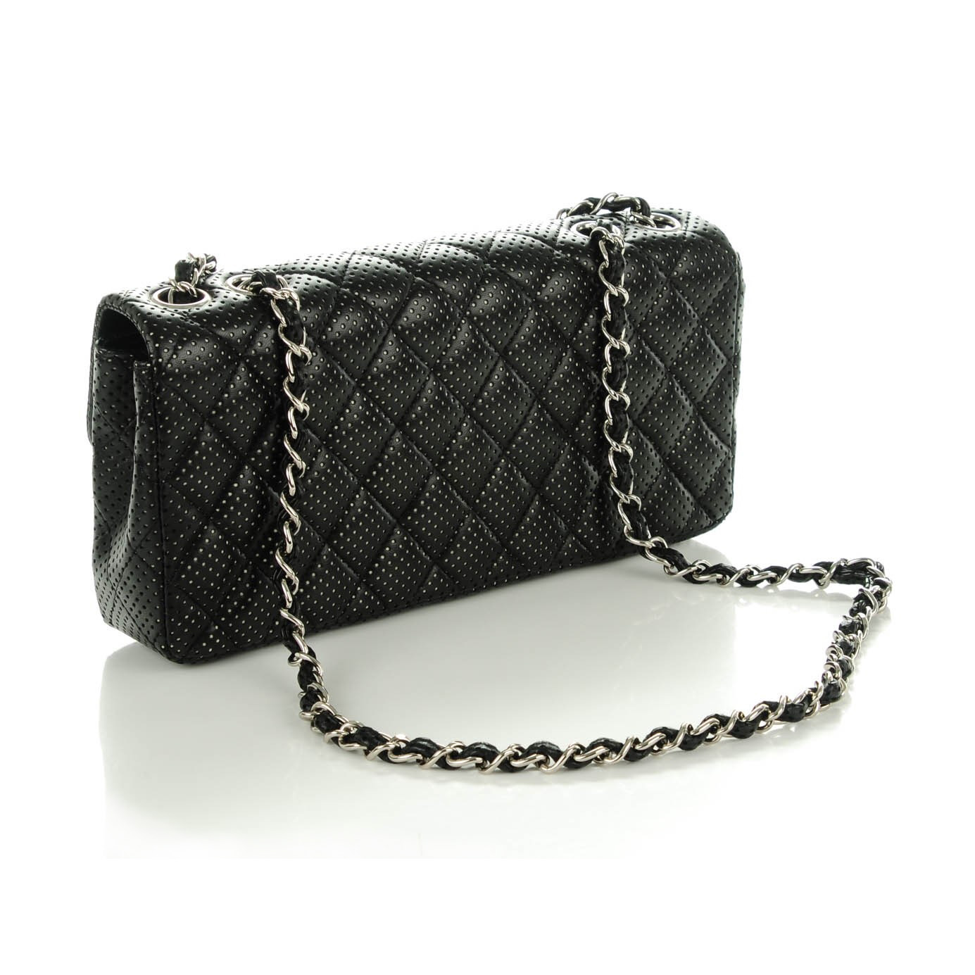 Photo (2) of CHANEL Lambskin Perforated East West Flap Bag