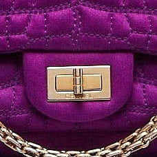 Photo (4) of CHANEL Purple Quilted Croc Satin Reissue East/West Flap Bag