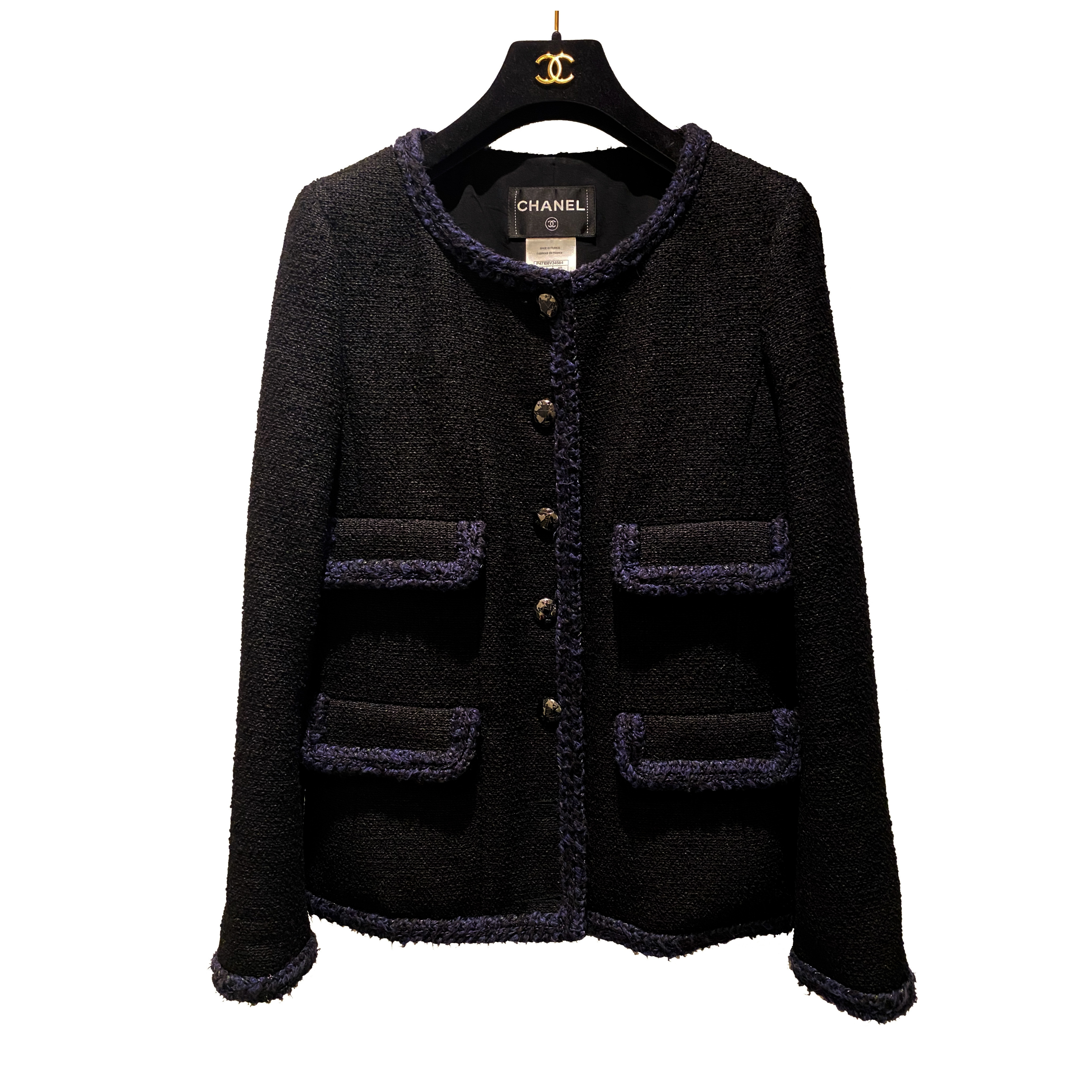 Photo (1) of CHANEL ICONIC BLACK TWEED JACKET "GLOBALIZATION" COLLECTION