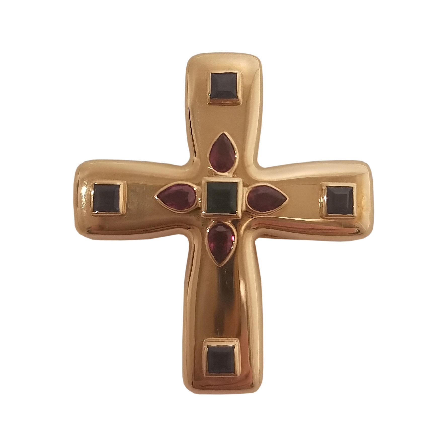 Photo (1) of CARTIER MULTI-GEM BYZANTINE CROSS PENDANT-BROOCH