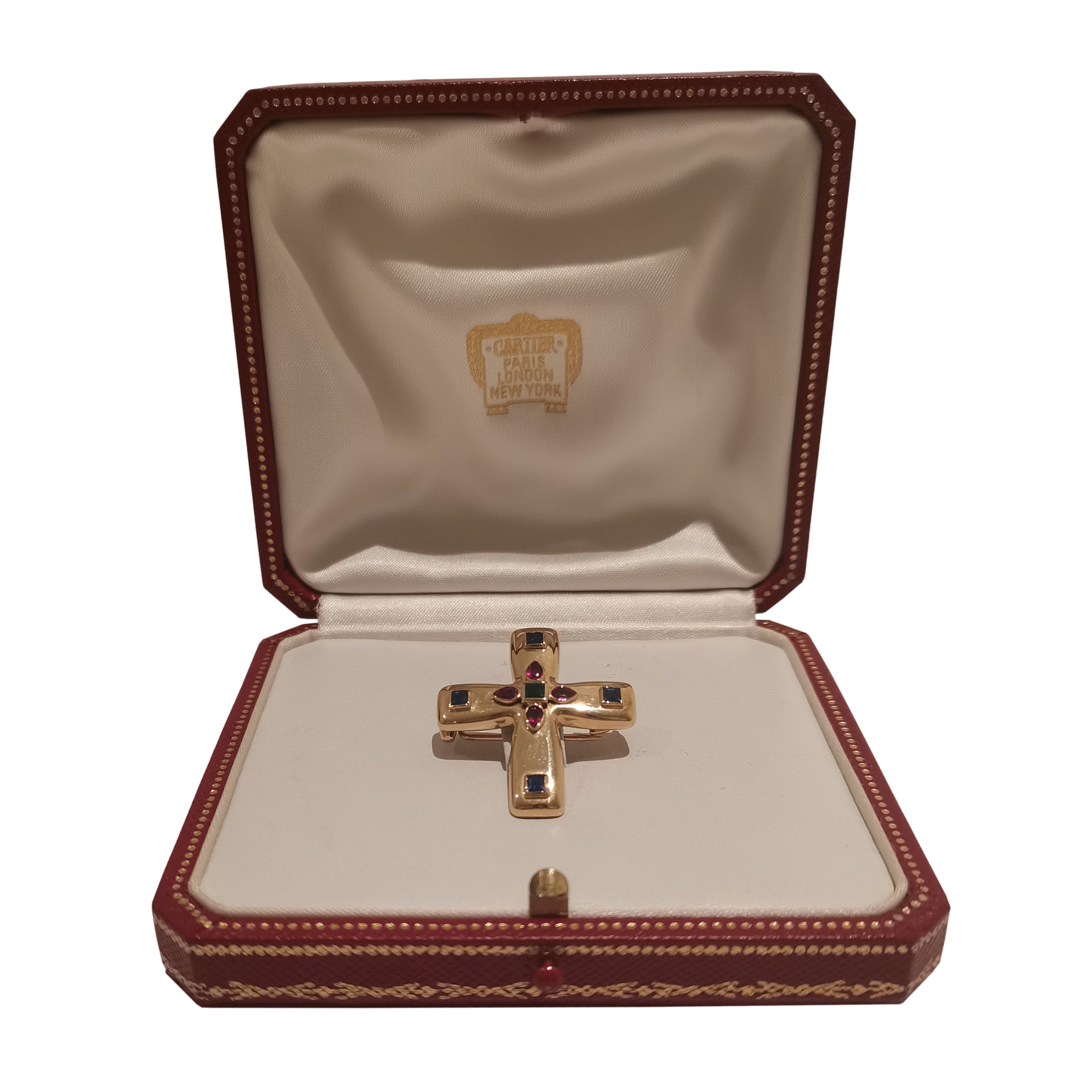 Photo (4) of CARTIER MULTI-GEM BYZANTINE CROSS PENDANT-BROOCH