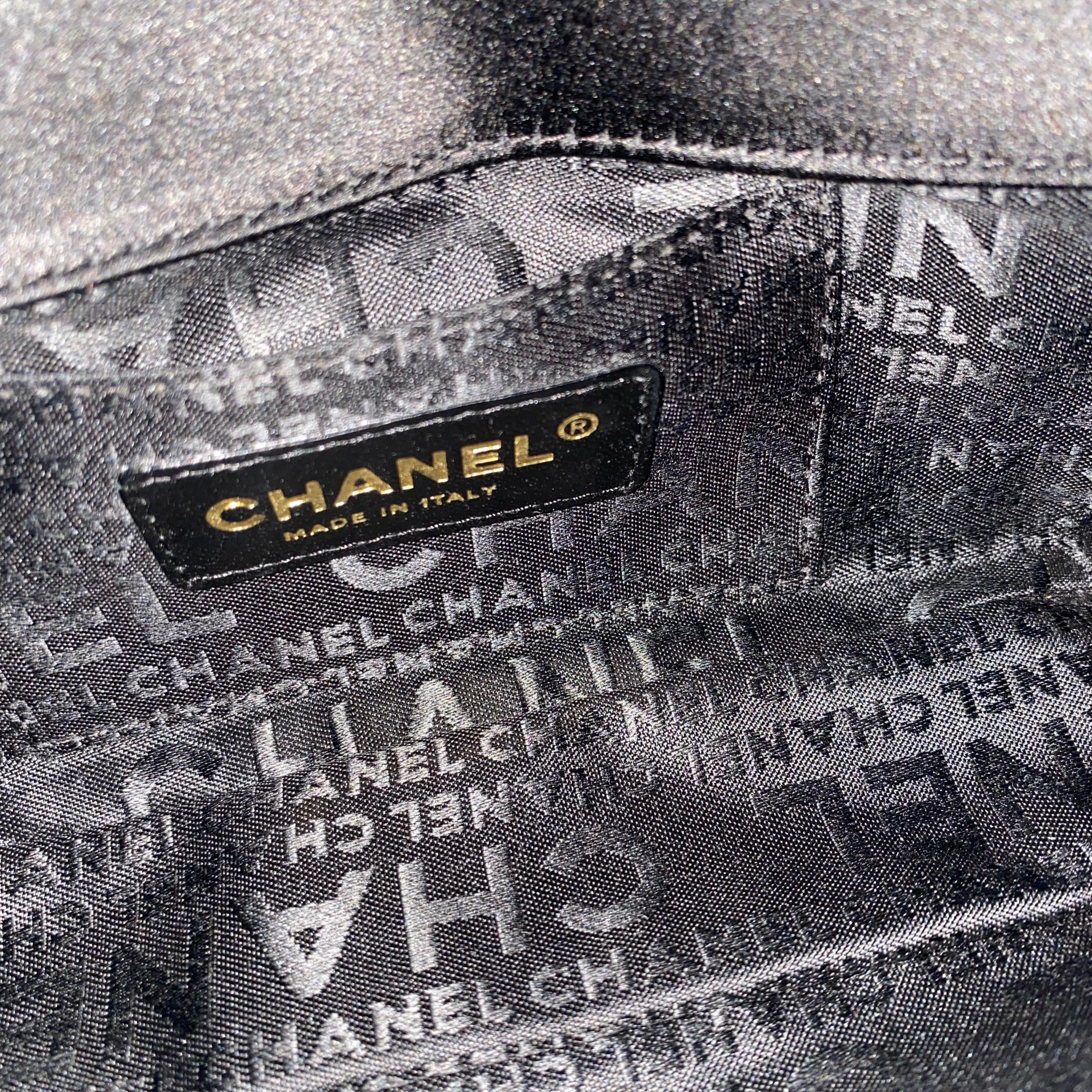 Photo (5) of CHANEL MINI TIMELESS CAMELLIA BLACK SATIN SHOULDER BAG