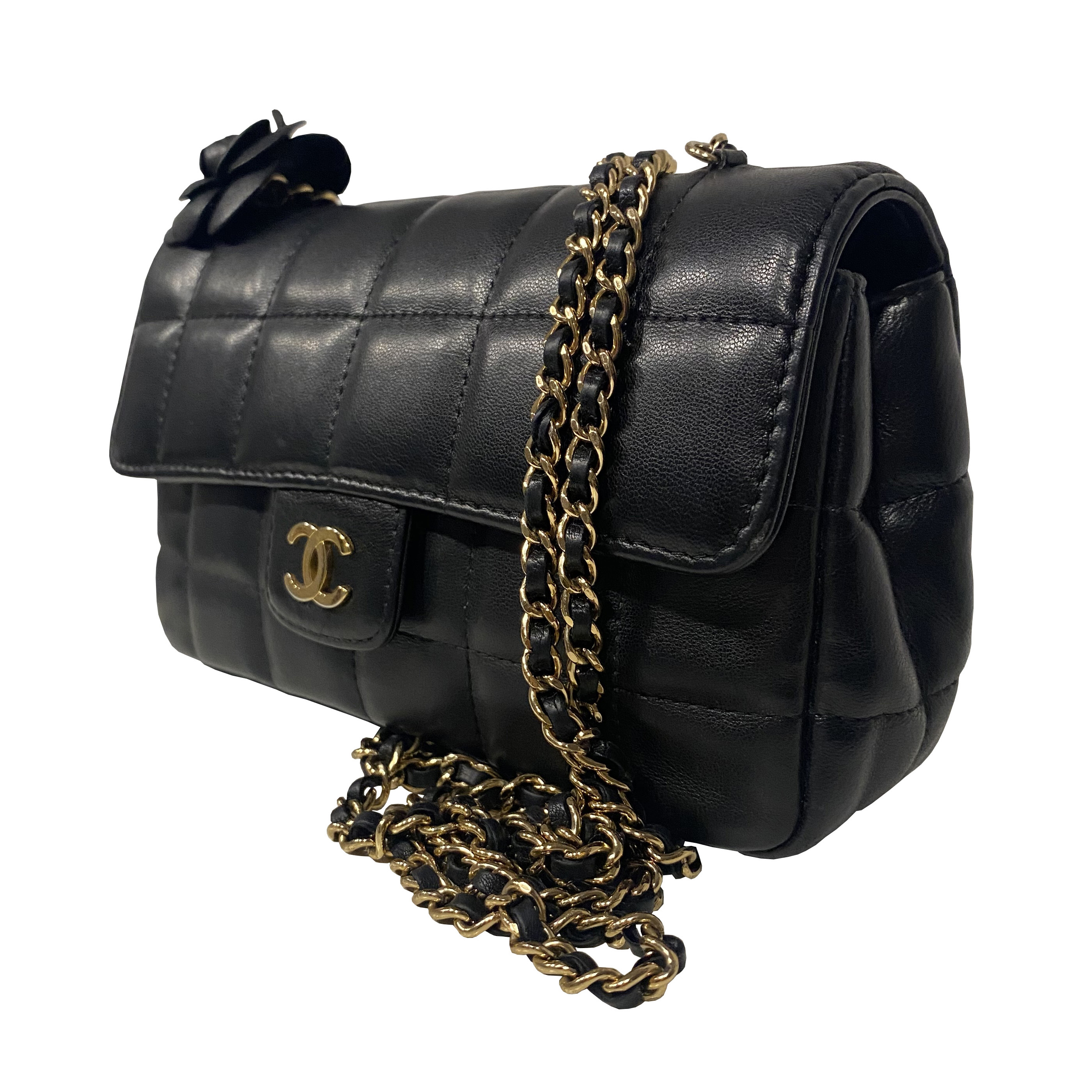 Photo (4) of CHANEL MINI TIMELESS CAMELIA BLACK QUILTED LAMBSKIN SHOULDER BAG