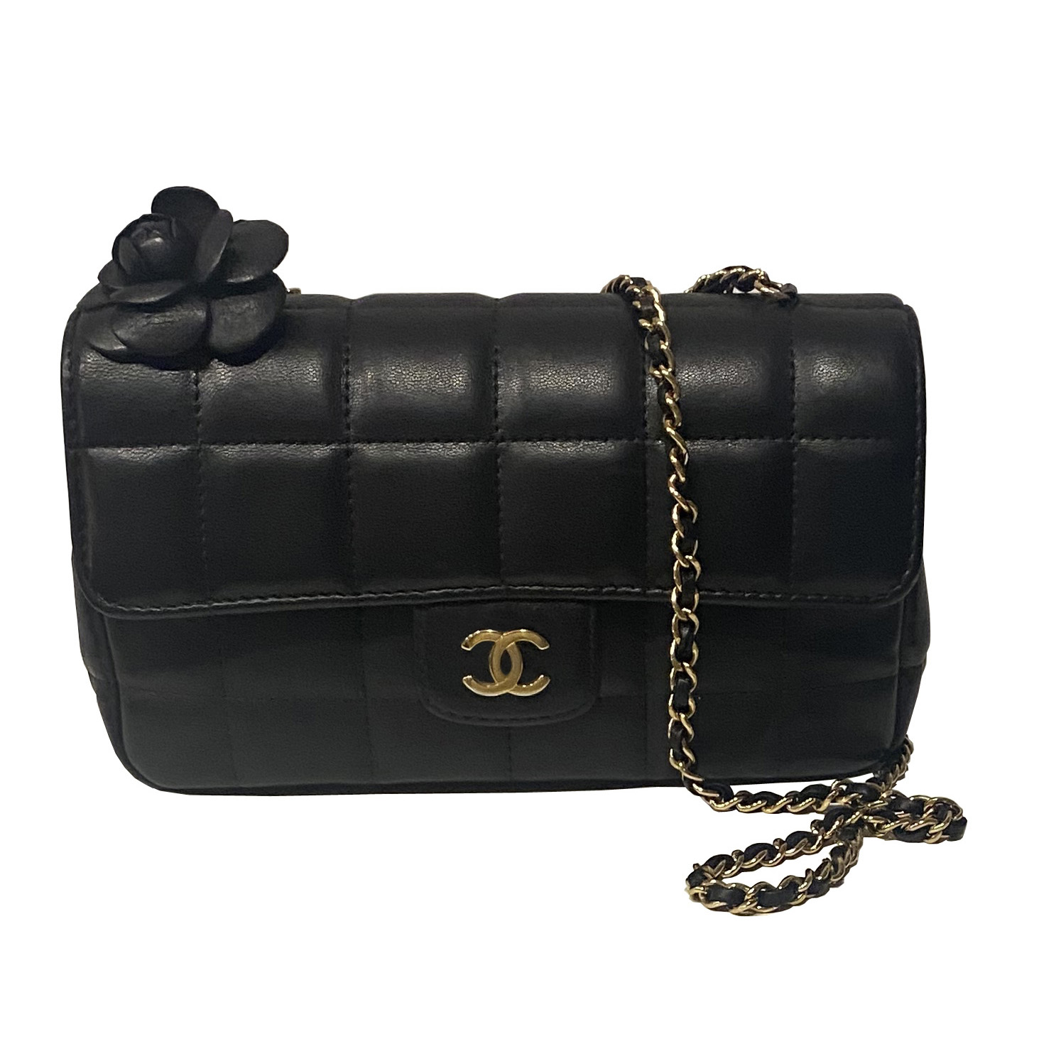 Photo (1) of CHANEL MINI TIMELESS CAMELIA BLACK QUILTED LAMBSKIN SHOULDER BAG