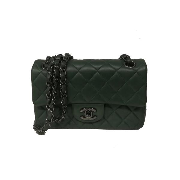 Image for chanel-new-mini-green-quilted-lambskin-classic-flap-bag