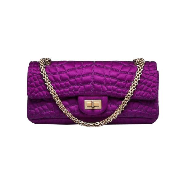 Image for chanel-purple-quilted-croc-satin-reissue-eastwest-flap-bag